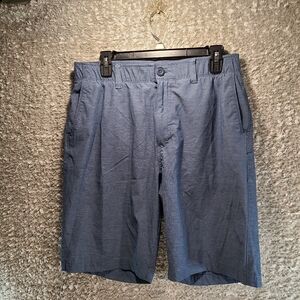Ascend Casual Hiking Chino Shorts Size 32 Polyester Blend Blue Back Zips